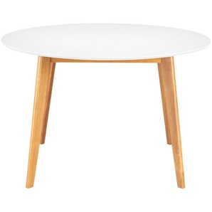 Livetastic Esstisch, Weiß, Holz, Kautschukholz, massiv, rund, 120x76x120 cm, Esszimmer, Tische, Esstische
