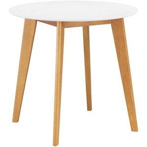 Livetastic Esstisch, Weiß, Holz, Kautschukholz, massiv, rund, 80x76x80 cm, Esszimmer, Tische, Esstische, Esstische rund