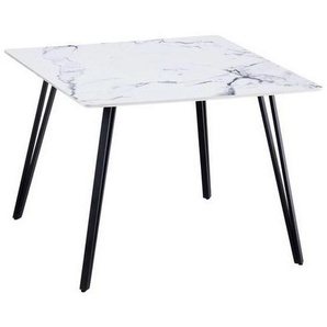 Livetastic Esstisch, Weiß, Metall, Holzwerkstoff, quadratisch, Flachrohr, 100x75x100 cm, Küchen, Küchenmöbel, Küchentische