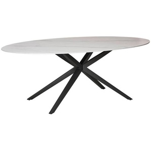 Livetastic Esstisch, Weiß, Metall, Keramik, oval, X-Form, 210x76x110 cm, Esszimmer, Tische, Esstische, Esstische oval