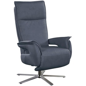Livetastic Fernsehsessel , Blau, Grau , Leder , Echtleder , Nappaleder , 77x116x80 cm , Relaxfunktion, Netzbetrieb , Wohnzimmer, Sessel, Fernsehsessel
