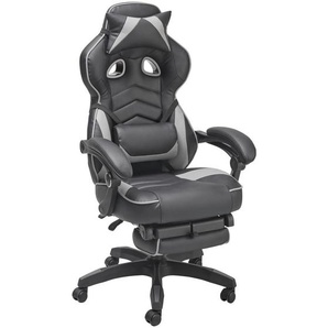 Livetastic Gamingstuhl, Grau, Schwarz, Holz, Metall, Kunststoff, Textil, Pappel, Sperrholz, Drehkreuz, 68.5x116-124x65 cm, Sitzfläche 360° drehbar,
