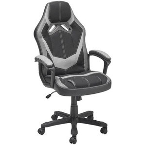 Livetastic Gamingstuhl, Grau, Schwarz, Metall, Kunststoff, Textil, Drehkreuz, 64.5x112-122x69 cm, Sitzfläche 360° drehbar, Kinder- & Jugendzimmer,