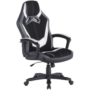 Livetastic Gamingstuhl, Grau, Schwarz, Weiß, Metall, Kunststoff, Textil, Drehkreuz, 64.5x112-122x69 cm, Kinder & Jugendmöbel, Jugendmöbel, Gamingstühle