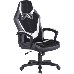 Livetastic Gamingstuhl, Grau, Schwarz, Weiß, Metall, Kunststoff, Textil, Drehkreuz, 64.5x112-122x69 cm, Kinder- & Jugendzimmer, Jugendmöbel,