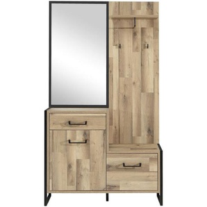 Livetastic Garderobe, Eiche, Dunkelgrau, Metall, Kunststoff, Glas, 114x200x42 cm, Garderobe, Garderoben-Sets