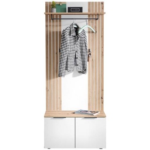 Livetastic Garderobe Lagos, Weiß, Eiche Artisan, Holzwerkstoff, 80x44x38 cm, Garderobe, Garderoben-Sets & Serien, Garderoben-Sets