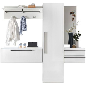 Livetastic Garderobe , Weiß , 2 Schubladen , 208x197x35 cm , Garderobe, Garderoben-Sets