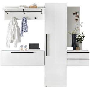 Livetastic Garderobe , Weiß , 2 Schubladen , 208x197x35 cm , Garderobe, Garderoben-Sets
