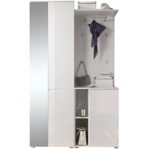 Livetastic Garderobe, Weiß, Glas, 3-teilig, 120x198x40 cm, Garderobe, Garderoben-Sets