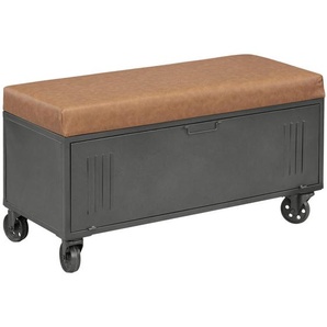 Livetastic Garderobenbank, Braun, Schwarz, Metall, 1-Sitzer, 95x51.5x40.5 cm, Truhe im Sitz, Garderobe, Garderobenbänke