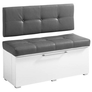 Livetastic Garderobenbank, Weiß, Grau, Holzwerkstoff, 2-Sitzer, Füllung: Schaumstoff, Polyurethan (Pur), 100x37x40 cm, mit Rückenlehne, Garderobe,
