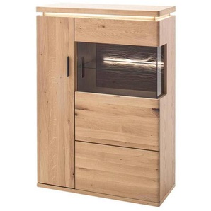 Livetastic Highboard , Eiche , Metall , Balkeneiche,Eiche , furniert, massiv , 4 Fächer , 90x128x37 cm , Holzmöbel, Kleinmöbel Holz, Holzkommoden, Highboards Holz
