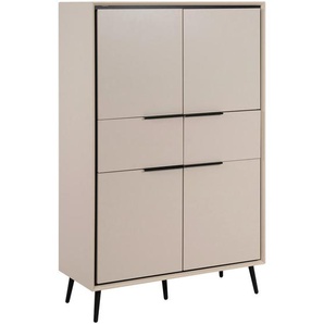 Livetastic Highboard, Schwarz, Sand, Metall, 4 Fächer, 2 Schubladen, 90x140x38 cm, Wohnzimmer, Kommoden & Sideboards, Highboards