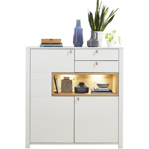 Livetastic Highboard , Weiß, Buche , Metall , Buche , 2 Fächer , 2 Schubladen , 132x138x41 cm , Beimöbel erhältlich , Wohnzimmer, Kommoden & Sideboards, Highboards
