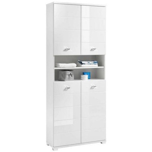 Livetastic Hochschrank, Weiß, Kunststoff, 3 Fächer, 76x190x31 cm, Made in EU, stehend, Badezimmer, Badezimmerschränke, Hochschränke