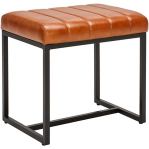 Livetastic Hocker, Braun, Metall, Leder, Echtleder, Ziegenleder, Lederoptik, Füllung: Komfortschaum, rechteckig, 50x48x38 cm, Lederauswahl,