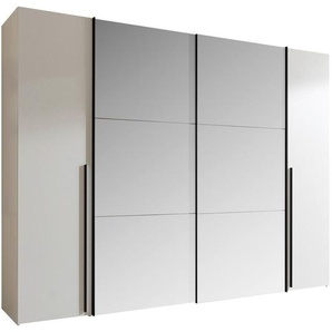 Livetastic Kombischrank, Weiß, Metall, Kunststoff, 10 Fächer, 267x205x57 cm, Kombination aus Dreh- und Schwebetüren, Schrankfront mit Spiegel, Schlafzimmer, Kleiderschränke, Schwebetürenschränke