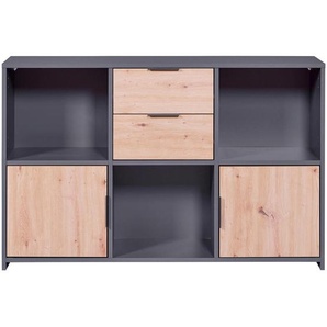 Livetastic Kommode, Anthrazit, Eiche Artisan, Metall, 2 Schubladen, 120x77x30 cm, Wohnzimmer, Kommoden & Sideboards, Kommoden