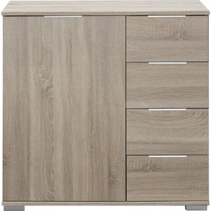 Livetastic Kommode, Eiche, Metall, 1 Fächer, 4 Schubladen, 81x83x41 cm, BQ - Bündnis für Qualität, Made in Germany, DIN EN ISO 9001, Beimöbel erhältlich, Wohnzimmer, Kommoden & Sideboards, Kommoden