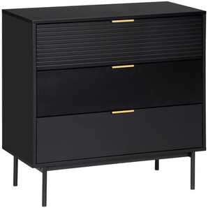 Livetastic Kommode Dodoma, Schwarz, Gold, Metall, 3 Schubladen, 80x80x40 cm, Wohnzimmer, Kommoden & Sideboards, Kommoden