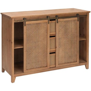 Livetastic Kommode, Natur, Holz, Tanne,Rattan, Tanne,Tanne, massiv, 2 Fächer, 3 Schubladen, 120x86x40 cm, Fsc, Wohnzimmer, Kommoden & Sideboards,