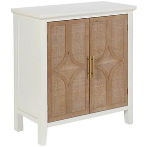 Livetastic Kommode, Natur, Weiß, Holzwerkstoff, Rattan, Tanne, massiv, 1 Fächer, 80x85x35 cm, Wohnzimmer, Kommoden & Sideboards, Kommoden