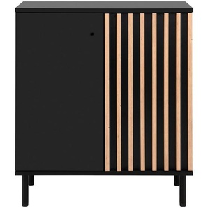 Livetastic Kommode, Schwarz, Eiche Artisan, Metall, 2 Fächer, 80x90x40 cm, Wohnzimmer, Kommoden & Sideboards, Kommoden