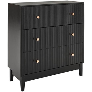 Livetastic Kommode, Schwarz, Metall, Kiefer, massiv, 3 Schubladen, 80x85x35 cm, Wohnzimmer, Kommoden & Sideboards, Kommoden
