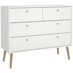 Livetastic Kommode, Weiß, Holz, Eiche, 4 Schubladen, 98.7x81.7x39.1 cm, FSC Mix, stehend, in verschiedenen Größen erhältlich, Wohnzimmer, Kommoden &