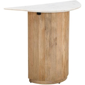 Livetastic Konsolentisch, Natur, Weiß, Holz, Stein, Mangoholz, vollmassiv, Holz, Freiform, C-Form, 100x76x40 cm, Kleinmöbel