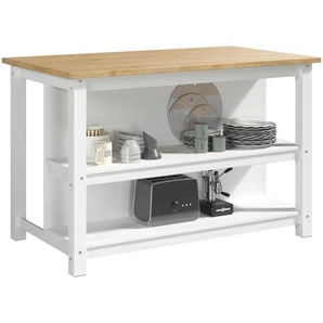 Livetastic Kücheninsel, Natur, Weiß, Holz, Kiefer, massiv, 140x91x80 cm, FSC Mix, Küchen, Küchenmöbel, Kücheninseln