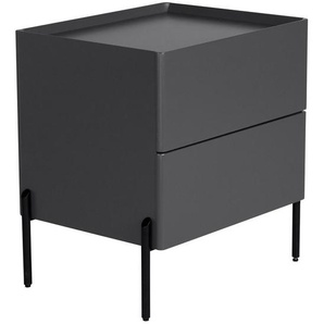 Livetastic Nachtschrank, Grau, Metall, Holzwerkstoff, 2 Schubladen, 50x55x40 cm, Schlafzimmer, Nachttische