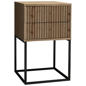 Livetastic Nachtschrank, Schwarz, Eiche Artisan, Metall, Holzwerkstoff, 2 Schubladen, 40x65x38.5 cm, Schlafzimmer, Nachttische
