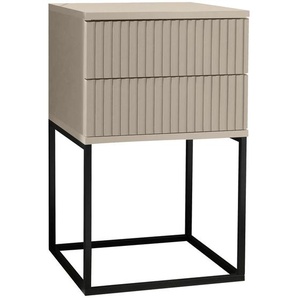 Livetastic Nachtschrank, Schwarz, Kaschmir, Metall, Holzwerkstoff, 2 Schubladen, 40x65x38.5 cm, Schlafzimmer, Nachttische