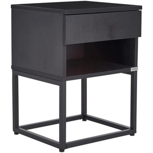 Livetastic Nachtschrank, Schwarz, Metall, Holzwerkstoff, 1 Schubladen, 40x55x35 cm, Schlafzimmer, Nachttische