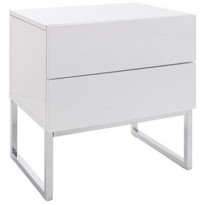 Livetastic Nachtschrank, Weiß, Chrom, Metall, Holzwerkstoff, 2 Schubladen, 50x50x40 cm, Schlafzimmer, Nachttische