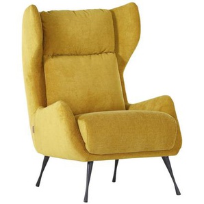Livetastic Ohrensessel Lesesessel, Gelb, Textil, 75x111x83 cm, Wohnzimmer, Sessel, Ohrensessel