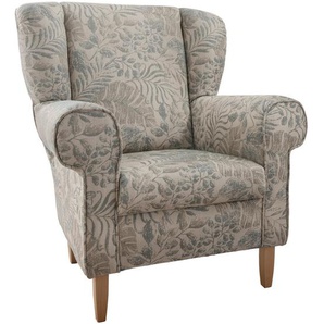 Livetastic Ohrensessel Lesesessel, Grün, Buche, Textil, Buche, Floral, 80x102x86 cm, Made in EU, Stoffauswahl, Wohnzimmer, Sessel, Ohrensessel