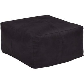 Livetastic Pouf, Schwarz, Leder, Echtleder, Büffelleder, 13 L, Füllung: Baumwolle (recycelt), 60x35x60 cm, Indoor, Wohnzimmer, Hocker, Poufs