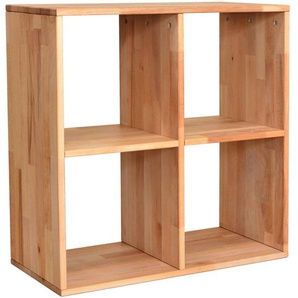 Livetastic Regal, Buche, Holz, Kernbuche, massiv, 2 Fächer, 75.4x75.4x35 cm, in verschiedenen Größen erhältlich, Wohnzimmer, Regale, Bücherregale