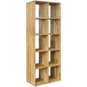 Livetastic Regal, Eiche, Holz, Wildeiche, massiv, 8 Fächer, 75.4x186x35 cm, in verschiedenen Größen erhältlich, Wohnzimmer, Regale, Bücherregale