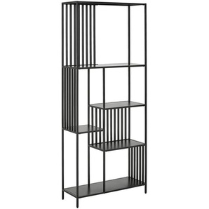 Livetastic Regal, Schwarz, Metall, Metalloptik, 6 Fächer, 80x190x30 cm, Wohnzimmer, Regale, Bücherregale