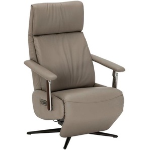 Livetastic Relaxsessel, Taupe, Textil, Leder, Echtleder, Rindleder, 73x116x84 cm, Relaxfunktion, USB-Anschluss, USB-C-Anschluss, Wohnzimmer, Sessel, Relaxsessel