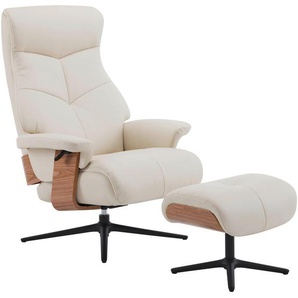 Livetastic Relaxsesselset, Beige, Holz, Textil, Leder, Echtleder, Rindleder, Pappel, massiv, 78x111x81 cm, Relaxfunktion, Wohnzimmer, Sessel,