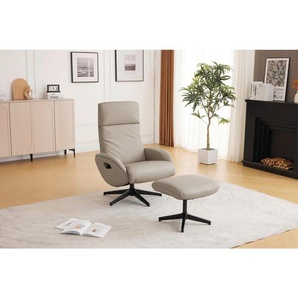 Livetastic Relaxsesselset, Taupe, Textil, Leder, Echtleder, Rindleder, 77x107x75 cm, Relaxfunktion, Wohnzimmer, Sessel, Relaxsessel
