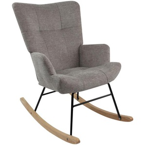 Livetastic Schaukelstuhl, Grau, Textil, Kautschukholz, massiv, 63x91x52 cm, Schaukelfunktion, Wohnzimmer, Sessel, Schaukelstühle