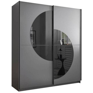 Livetastic Schiebetürenschrank, Graphit, Metall, 2 Fächer, 170.2x196.7x56 cm, Schlafzimmer, Kleiderschränke, Schwebetürenschränke