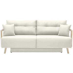 Livetastic Schlafsofa , Creme , Textil , Eiche , massiv , Uni , 2-Sitzer , 200x92x95 cm , Stoffauswahl, Schlafen auf Sitzhöhe, Rücken echt , Kinder & Jugendmöbel, Jugendmöbel, Jugendsofas