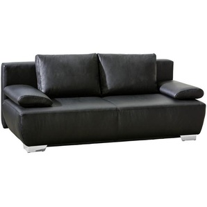 Livetastic Schlafsofa, Schwarz, Leder, Echtleder, Rindleder, Uni, Füllung: Polyurethan (Pur), 195x85x90 cm, Lederauswahl, Schlafen auf Sitzhöhe, Wohnzimmer, Sofas & Couches, Wohnlandschaften, Ledersofas